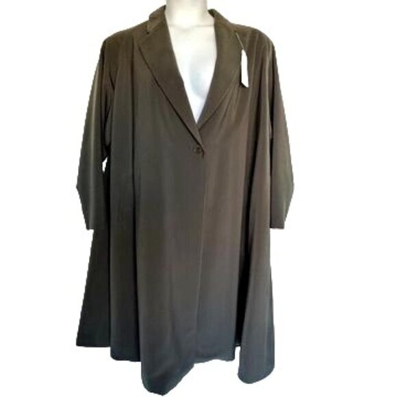 Giorgio Armani Le Collezioni Olive Dress Trench Coat Oversized 6 NWT MSRP $1325 - Picture 1 of 9